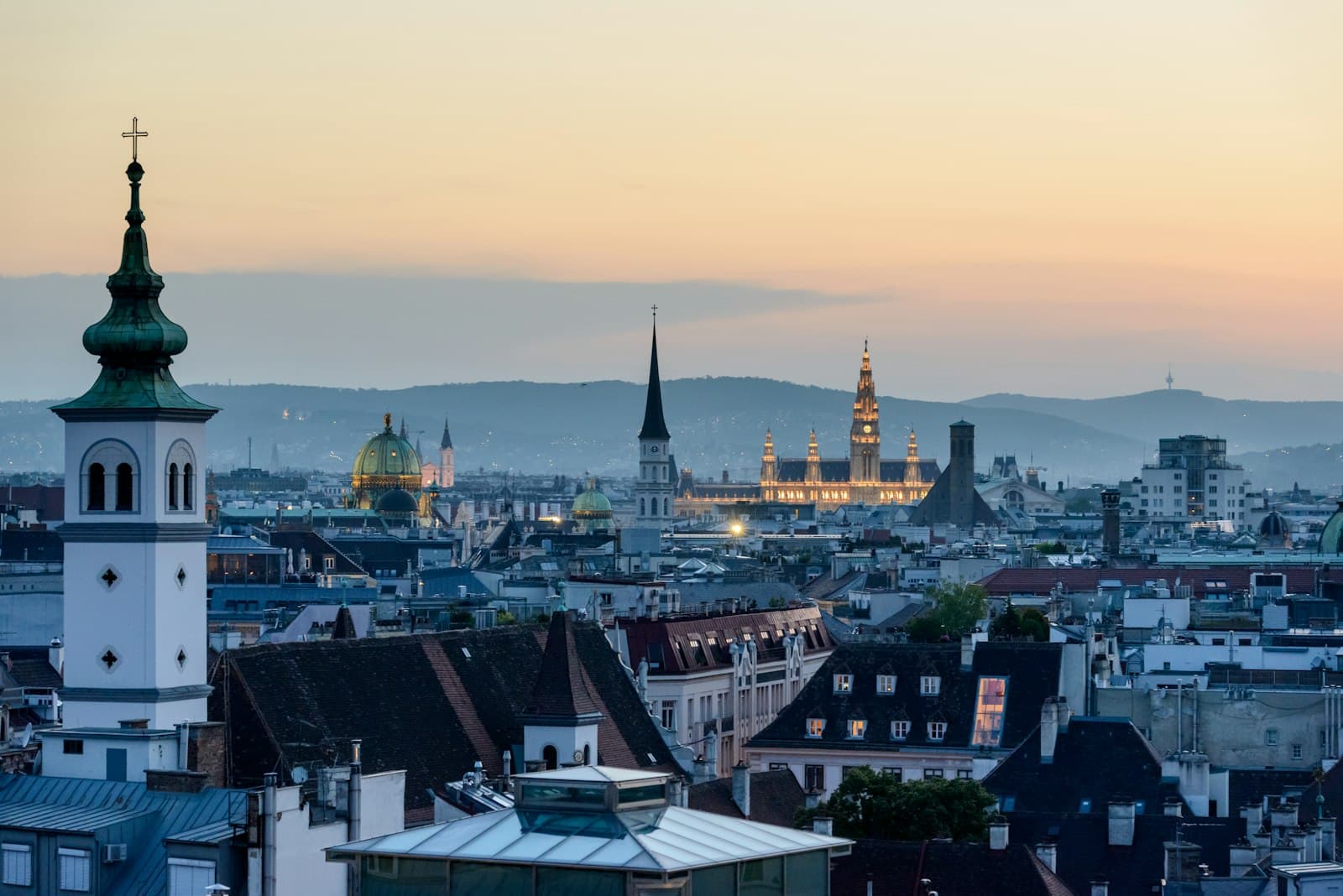 Vienna skyline along the Danube, the location for international company founders